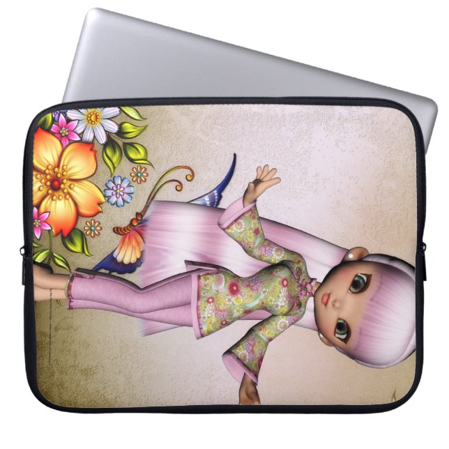 Little Asian Girl 4 Fantasy-laptophoes Laptop Sleeve (Voorkant)