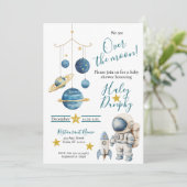 Little Astronaut Baby Shower Invitation Kaart (Staand voorkant)