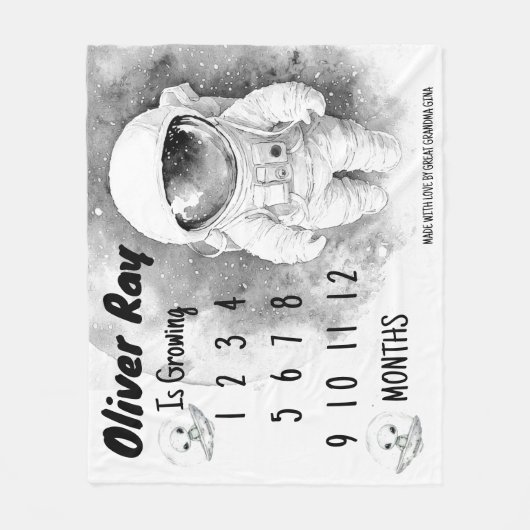 Little Astronaut Milestone Blanket Fleece Deken (Voorkant)
