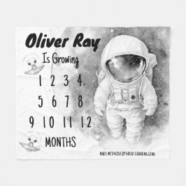 Little Astronaut Milestone Blanket Fleece Deken
