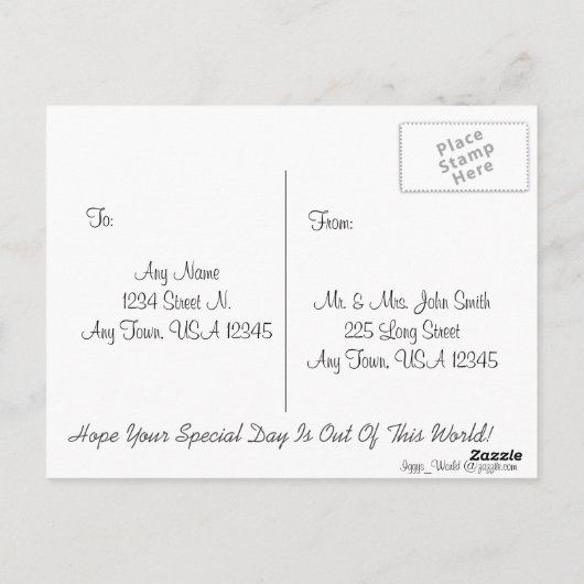 Little Astronaut & Spaceship Birthday Briefkaart (Achterkant)