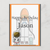 Little Astronaut & Spaceship Birthday Briefkaart (Voorkant)