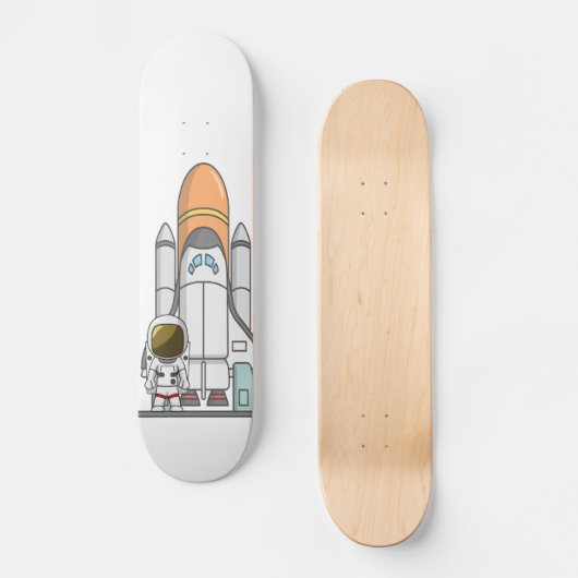 Little Astronaut & Spaceship Persoonlijk Skateboard (Voorkant)
