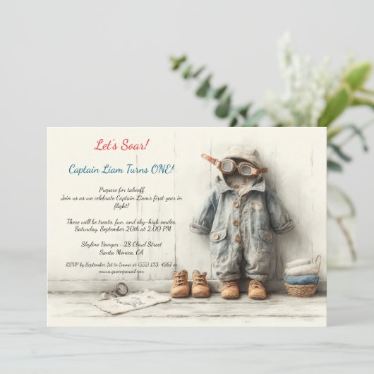 Little Aviator 1e verjaardagsfeestje Kaart (Staand voorkant)