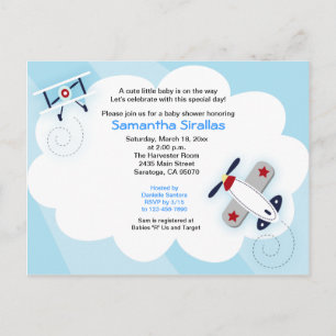 Little Aviator Airplane Baby shower Post Kaart
