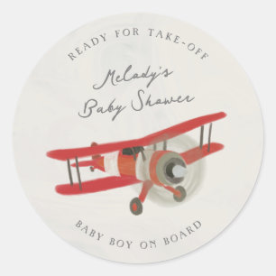 Little Aviator Baby shower Ronde Sticker