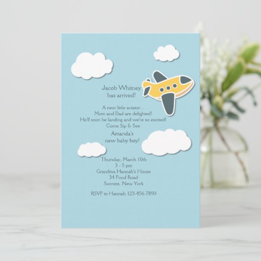 Little Aviator Sip en zie uitnodiging (Staand voorkant)