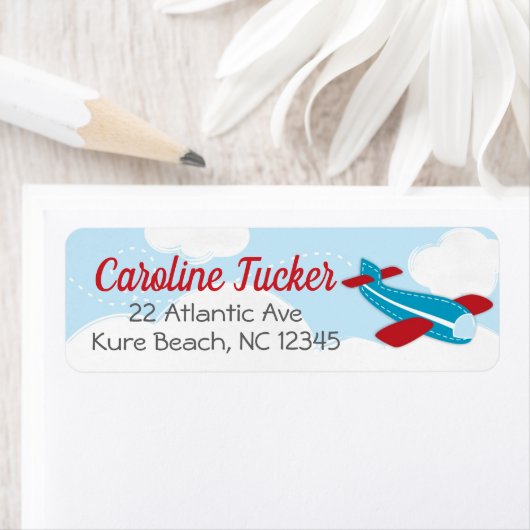 Little Aviator Vliegtuig Baby shower Adreslabel Etiket (Insitu)