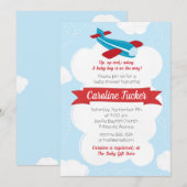 Little Aviator Vliegtuig Baby shower Invitation Kaart (Voorkant / Achterkant)