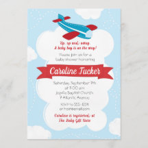 Little Aviator Vliegtuig Baby shower Invitation