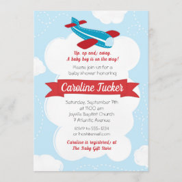 Little Aviator Vliegtuig Baby shower Invitation Kaart