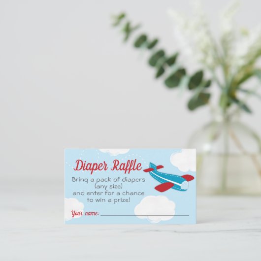 Little Aviator Vliegtuig Baby shower Luier Raffle Informatiekaartje (Staand voorkant)