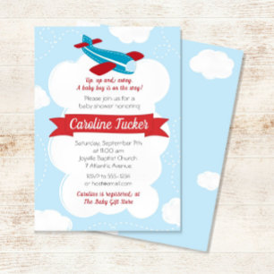 Little Aviator Vliegtuig Baby Shower Uitnodiging