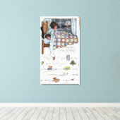 Little Awaken Girl Spies Santa en Sleigh Canvas Afdruk (Insitu (Houten vloer))