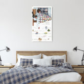 Little Awaken Girl Spies Santa en Sleigh Canvas Afdruk (Insitu (Slaapkamer))
