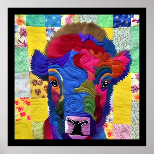 Little Baby Bison Quilt like Design Poster (Voorkant)