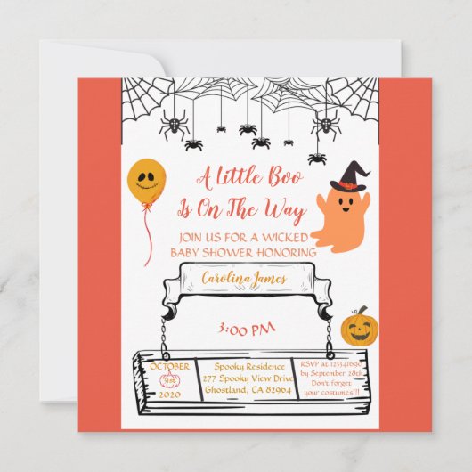 Little baby boo shower Halloween thema Aankondiging (Voorkant)