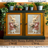 Little Baby Bunny Rabbit, Flowers CW6L Decoupage Tissuepapier