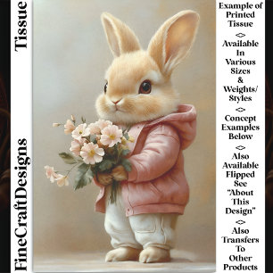 Little Baby Bunny Rabbit, Flowers CW6L Decoupage Tissuepapier