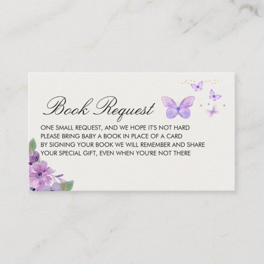 Little Baby Butterfly is on The Way Baby shower Informatiekaartje (Voorkant)