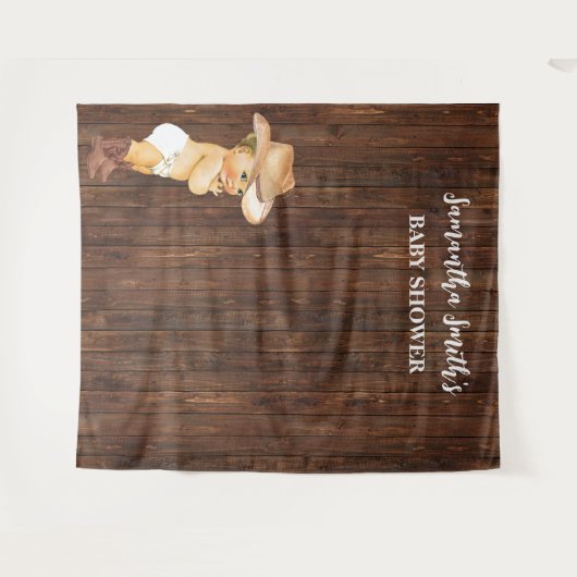 Little Baby Cowboy Western Baby shower Backdrop Wandkleed (Voorkant (horizontaal))