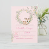 Little Baby Dear Floral Baby Shower Kaart (Staand voorkant)
