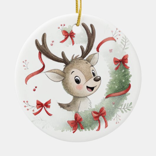Little Baby Deer Christmas, Cute Fawn Keramisch Ornament (Voorkant)
