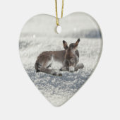 Little Baby Donkey in Snow Keramisch Ornament (Links)