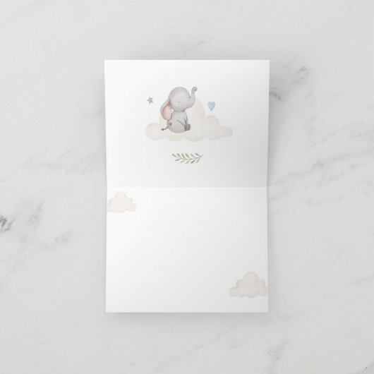 Little Baby Elephant Baby shower Hartelijk dank Bedankkaart (Binnen)