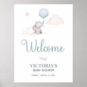 Little Baby Elephant Baby shower Welcome Sign Poster