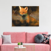 Little Baby Fox Cub Portret Canvas Afdruk (Insitu (Woonkamer))