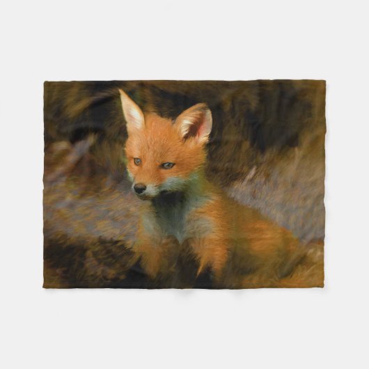 Little Baby Fox Cub Portret Fleece Deken (Voorkant (Horizontaal))