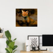 Little Baby Fox Cub Portret Poster (Thuiskantoor)