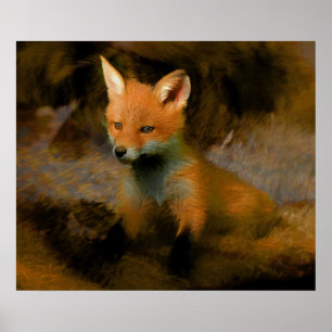Little Baby Fox Cub Portret Poster