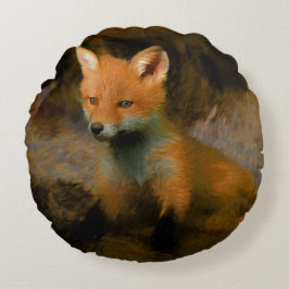 Little Baby Fox Cub Portret Rond Kussen