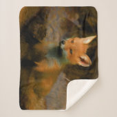 Little Baby Fox Cub Portret Sherpa Deken (Voorkant)