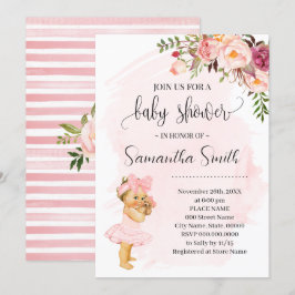 Little Baby Girl Pink Flowers Baby shower Kaart