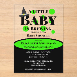 Little Baby is Brewing Halloween Baby Shower Acryl Uitnodigingen