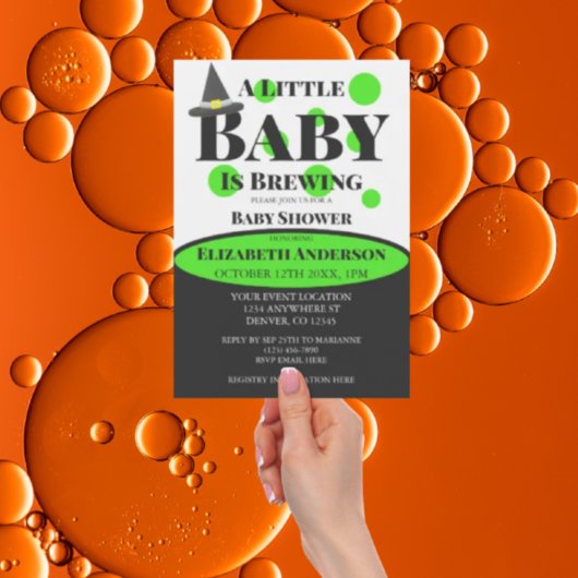 Little Baby is Brewing Halloween Baby shower Kaart