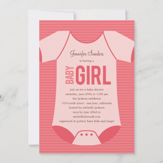 Little Baby shower Invitation - Meisje Kaart (Voorkant)