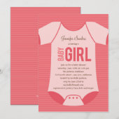 Little Baby shower Invitation - Meisje Kaart (Voorkant / Achterkant)