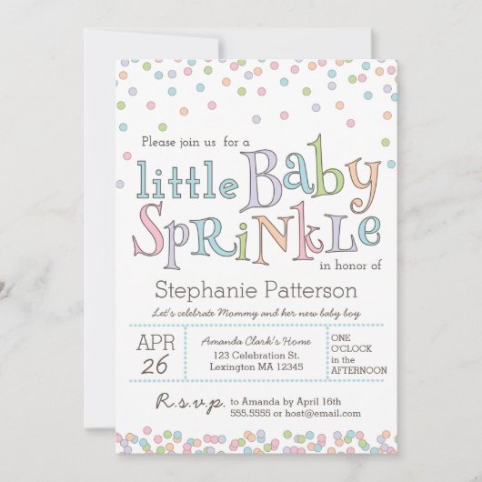 Little Baby Sprinkle Confetti Shower Invitation Kaart (Voorkant)
