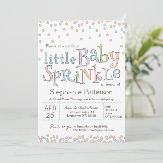 Little Baby Sprinkle Confetti Shower Invitation Kaart (Staand voorkant)