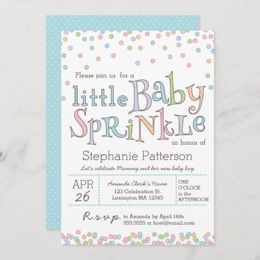 Little Baby Sprinkle Confetti Shower Invitation Kaart (Voorkant / Achterkant)