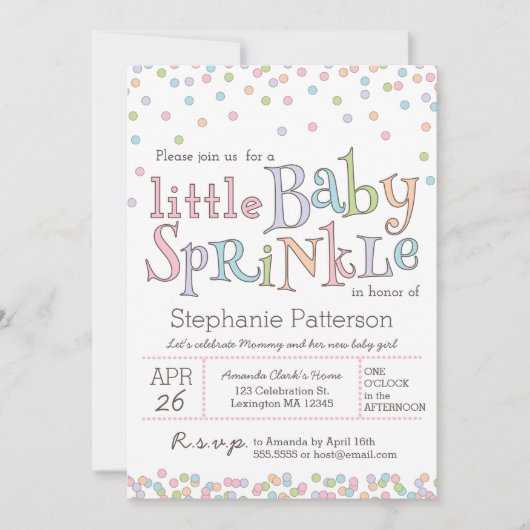 Little Baby Sprinkle Confetti Shower Invitation Kaart (Voorkant)