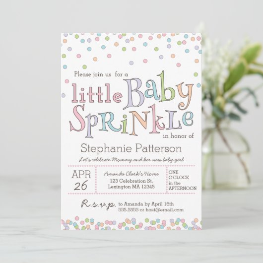 Little Baby Sprinkle Confetti Shower Invitation Kaart (Staand voorkant)