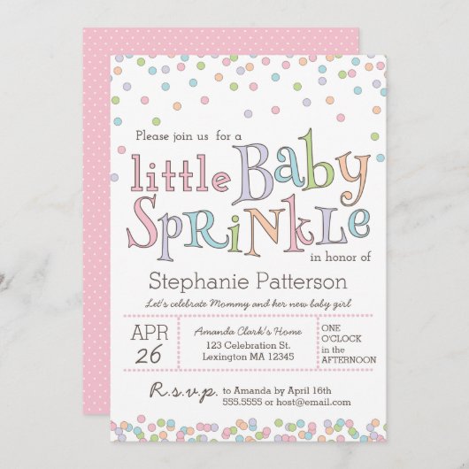 Little Baby Sprinkle Confetti Shower Invitation Kaart (Voorkant / Achterkant)