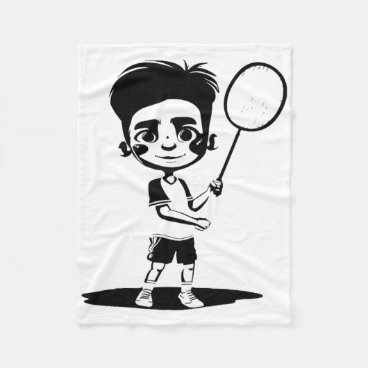 Little Badminton Boy Racket Sports Shuttle Fleece Deken (Voorkant)