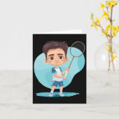Little Badminton Player Shuttle Game voor jongens Kaart (Gele Bloem)