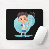 Little Badminton Player Shuttle Game voor jongens Muismat (Met muis)